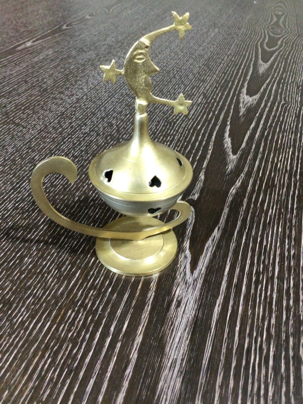Vintage Two Piece Brass Aladdin Genie Lamp Incense Burner, Incense Cone Holder